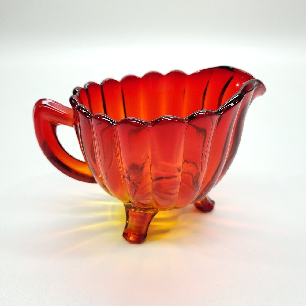 Imperial‎ Glass Amberina Pillar Flute Creamer Handle Round 1940's Vintage Retro
